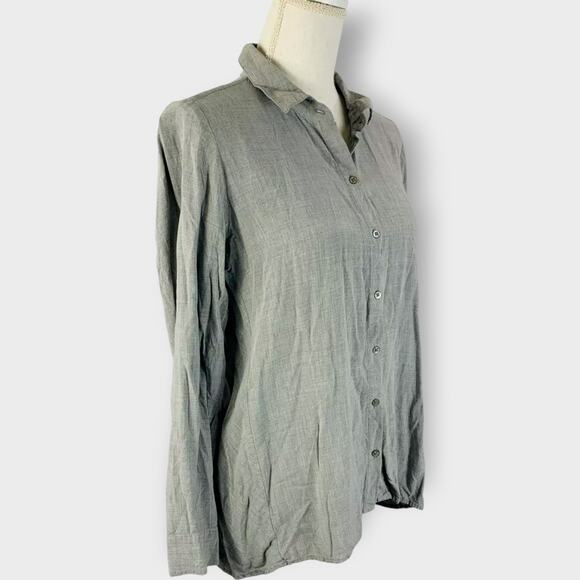J. Jill Button Down Long Sleeve Gray Career Stretch Rayon Neutral Size Medium - Picture 1 of 7